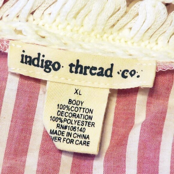 Indigo Thread Co. Striped Fringe Open Front Duster - Picture 4 of 4